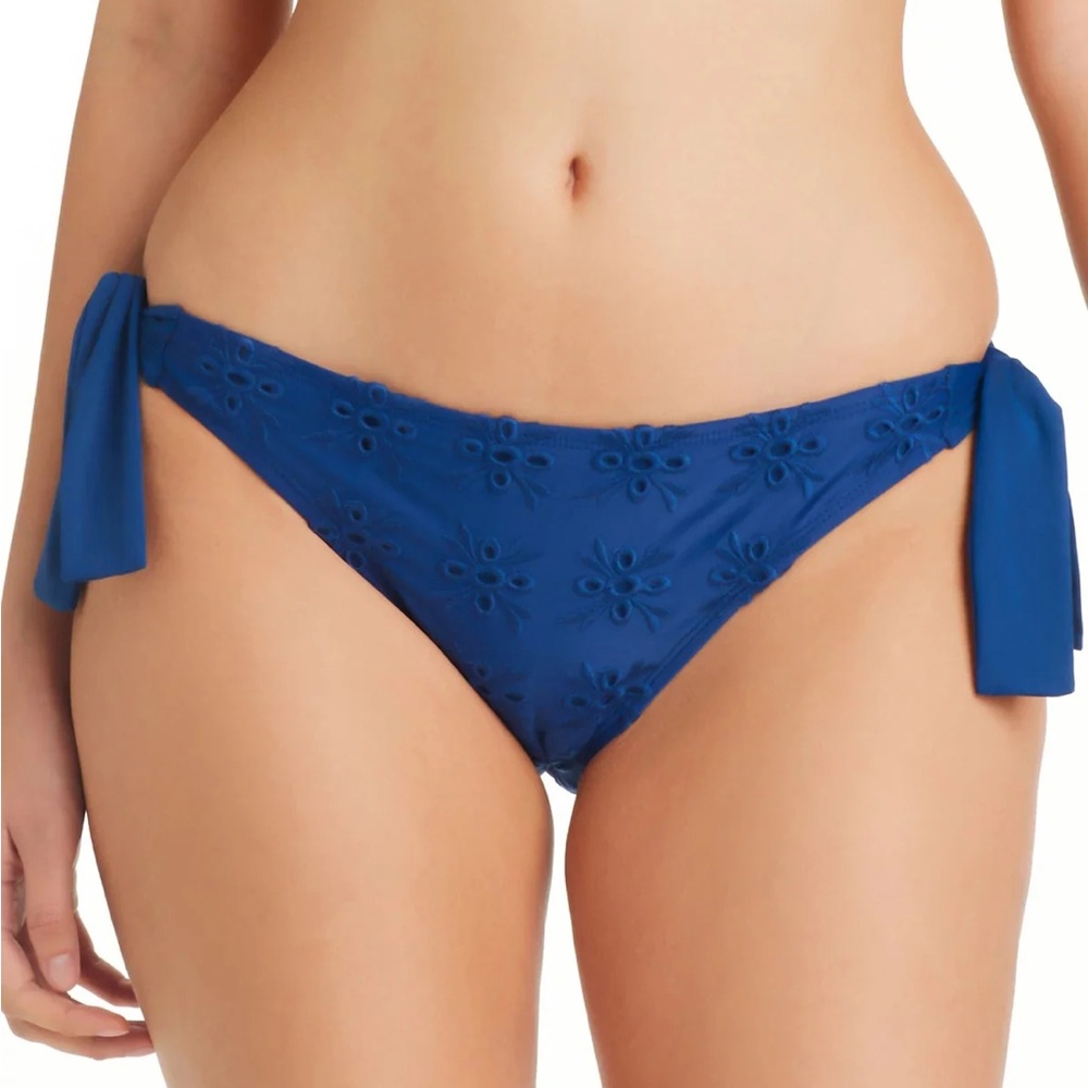 New Bleu Rod Beattie Eyelet navy Halter Bikini Top & Tie Side Bikini Bottom - Picture 12 of 16